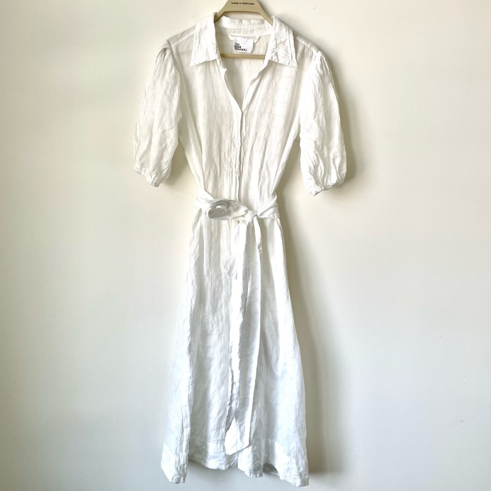 Linen puffed sleeve Shirt Dress by Lisa Marie Fernandez